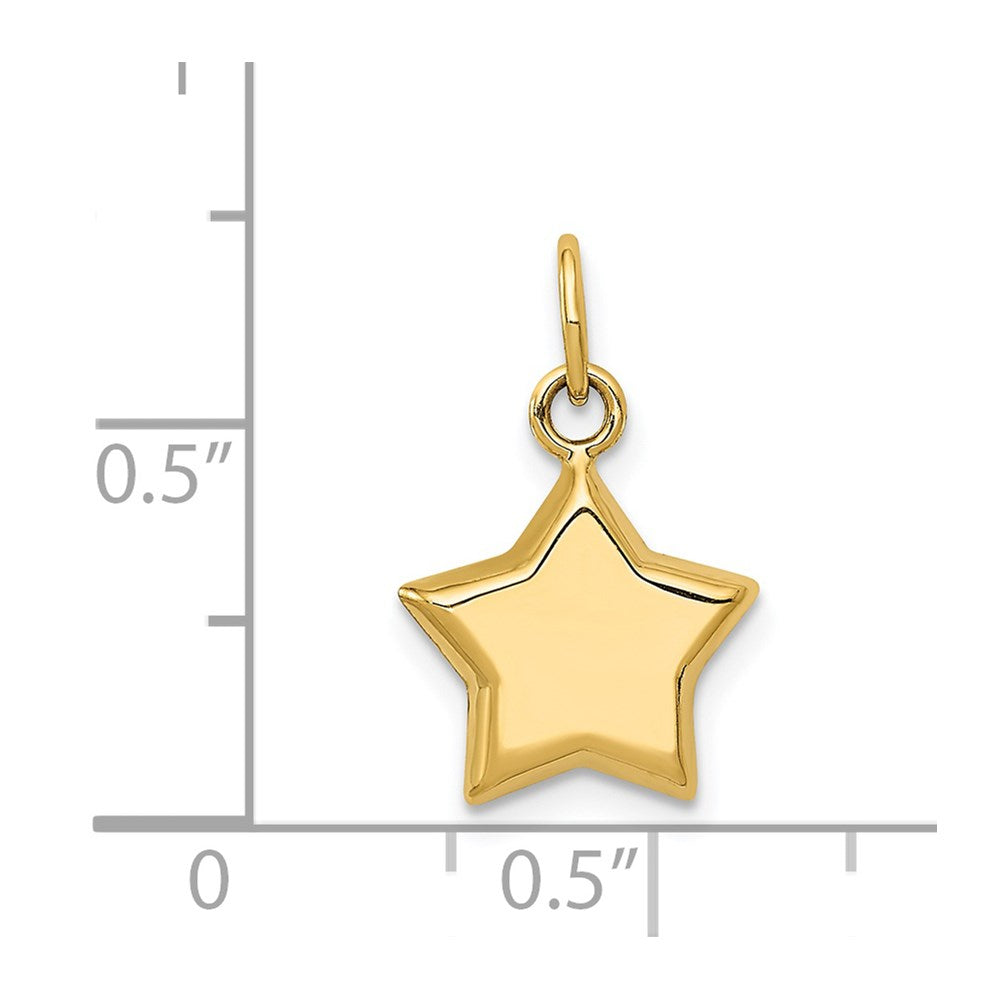 14k Yellow Gold Puffed Star Pendant, 18x11mm