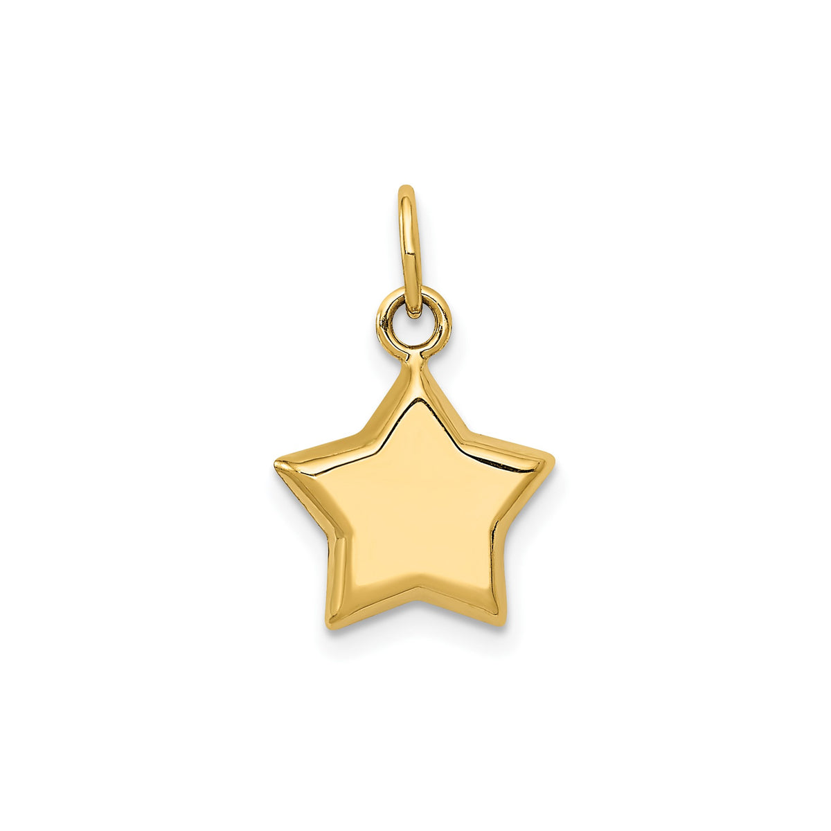 14k Yellow Gold Puffed Star Pendant, 18x11mm