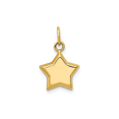 14k Yellow Gold Puffed Star Pendant, 18x11mm