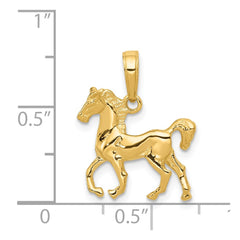 14k Yellow Gold Standing Horse Pendant, 22x20mm