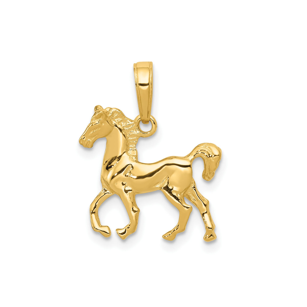 14k Yellow Gold Standing Horse Pendant, 22x20mm
