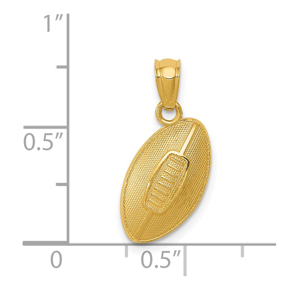 14k Yellow Gold Football Pendant, 19x12mm