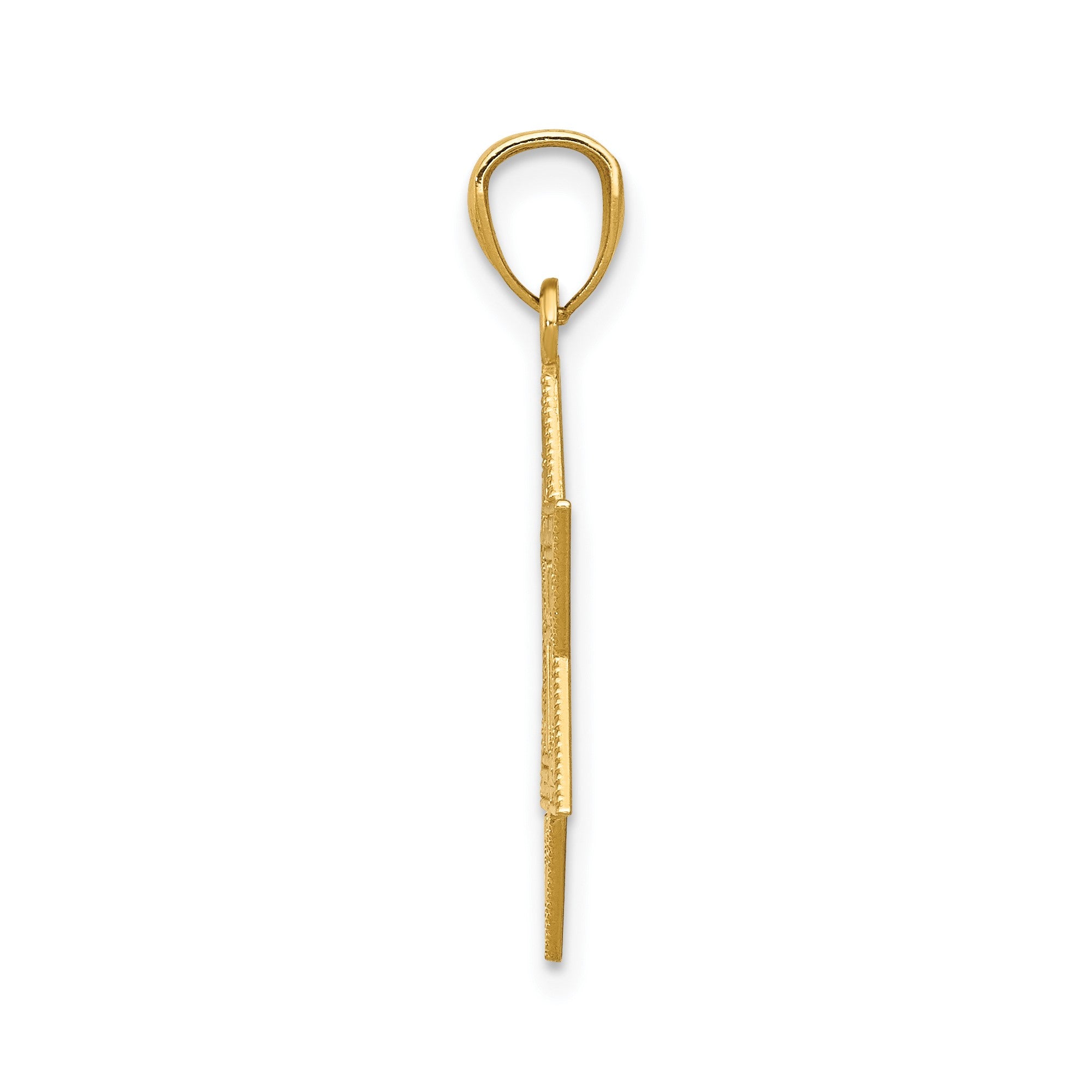 14K Yellow Gold Star of David with Cross Pendant, Diamond-Cut Design, 26mm x 16mm