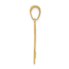 14k Real Solid Yellow Gold Eastern Orthodox Cross Pendant, 27x11mm