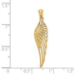 14K Yellow Gold Angel Wing Pendant, 33mm Length