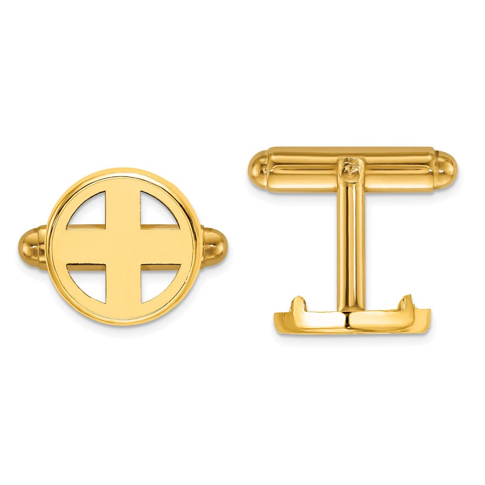 Wideband Distinguished Coin Jewelry 14k Real Gold Men's Polished Classic 13.0mm Coin Bezel Cuff Links fine designer jewelry for men and women