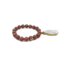 Collection Druzy - Bracelet goutte en quartz jaspe, bijoux de créateur raffinés pour hommes et femmes