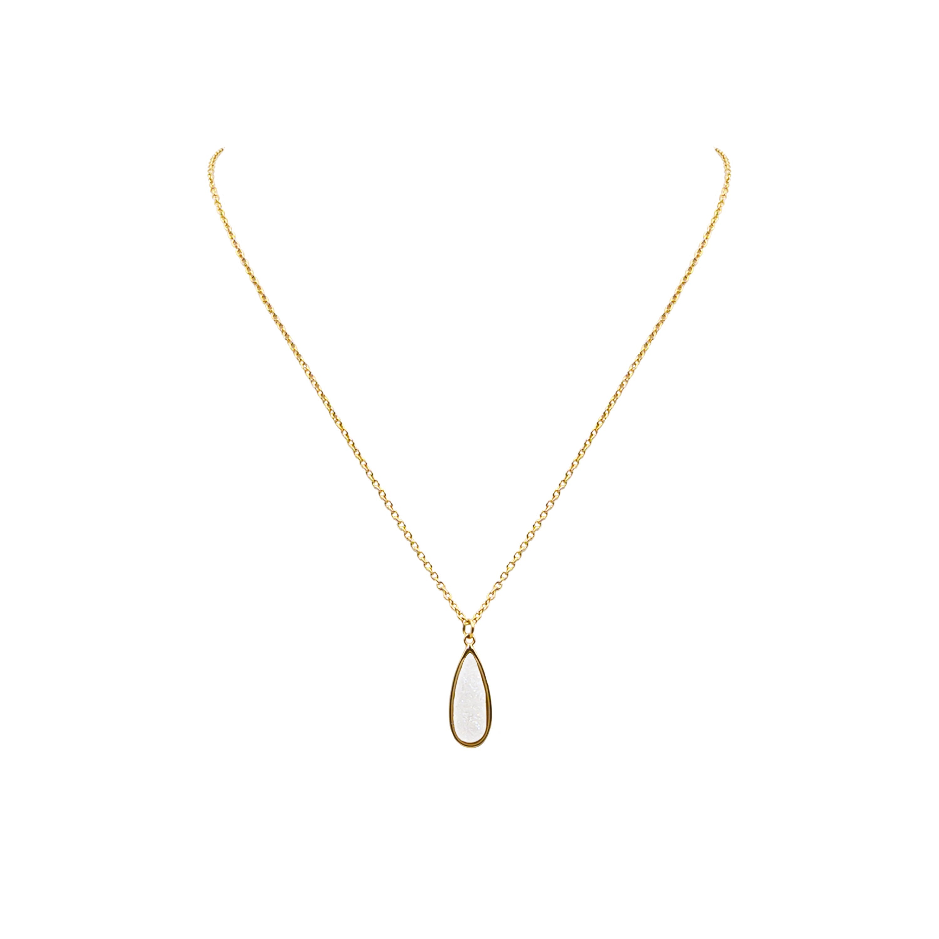 Druzy Collection – Petite Quartz Drop Necklace, feiner Designerschmuck für Männer und Frauen
