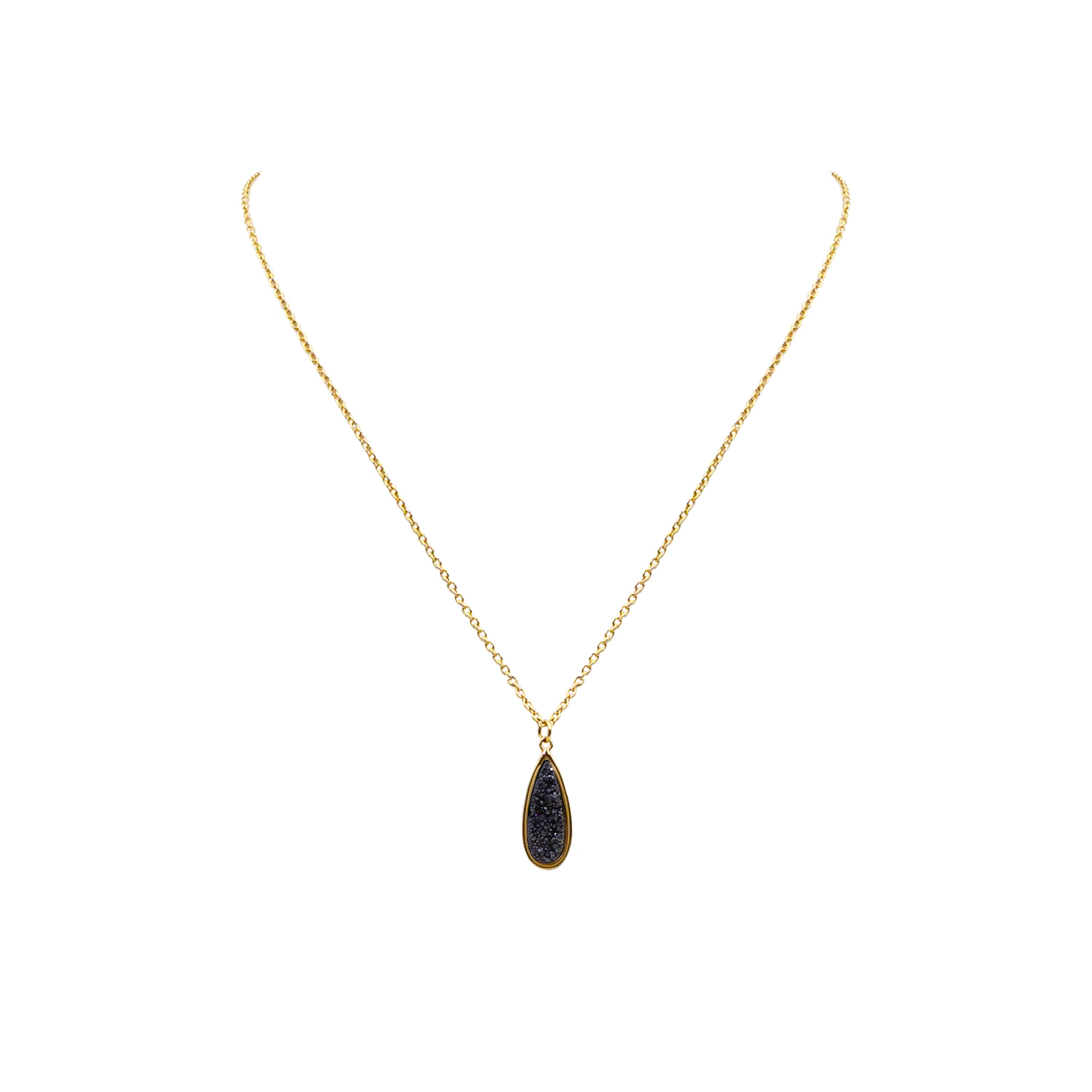 Druzy Collection - Petite Raven Quartz Drop Necklace fina designersmycken för män och kvinnor
