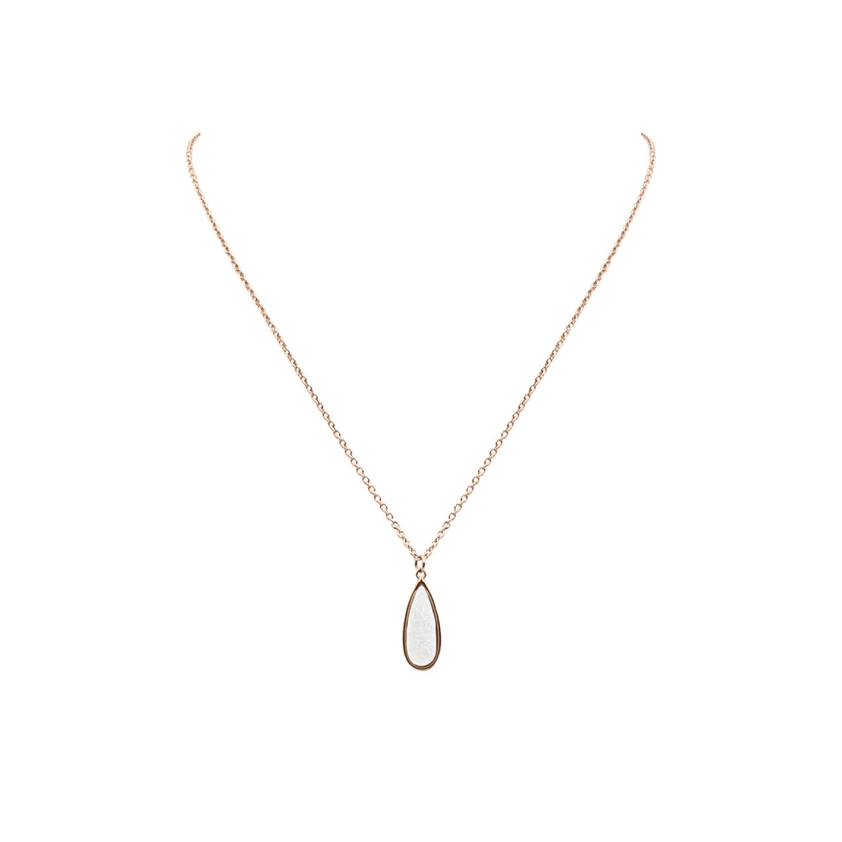 Druzy Collection - Rose Gold Petite Quartz Drop Necklace fina designersmycken för män och kvinnor