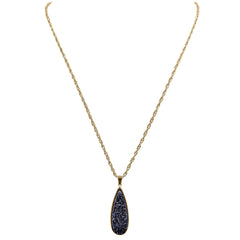 Druzy Collection - Raven Quartz Drop Necklace fina designersmycken för män och kvinnor
