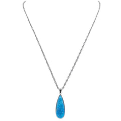 Druzy Collection - Silver Azure Quartz Drop Necklace fina designersmycken för män och kvinnor