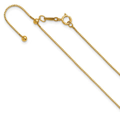 14K Yellow Gold Filled .80mm Adjustable Box 22" Chain Necklace