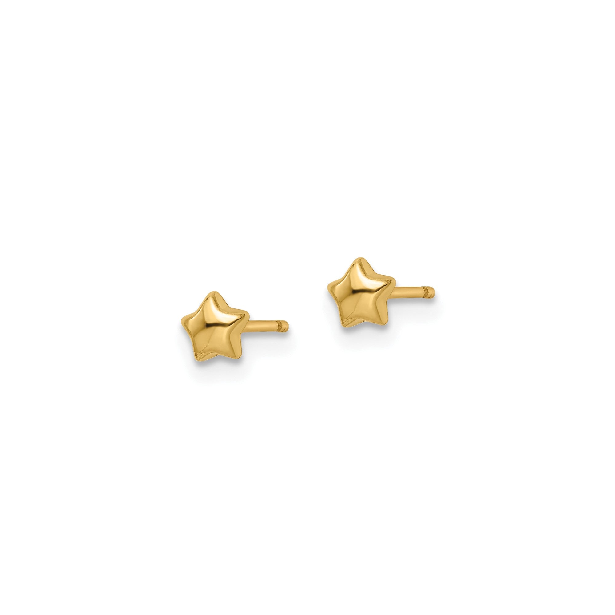 14k Real Yellow Gold Star Stud Small Earrings