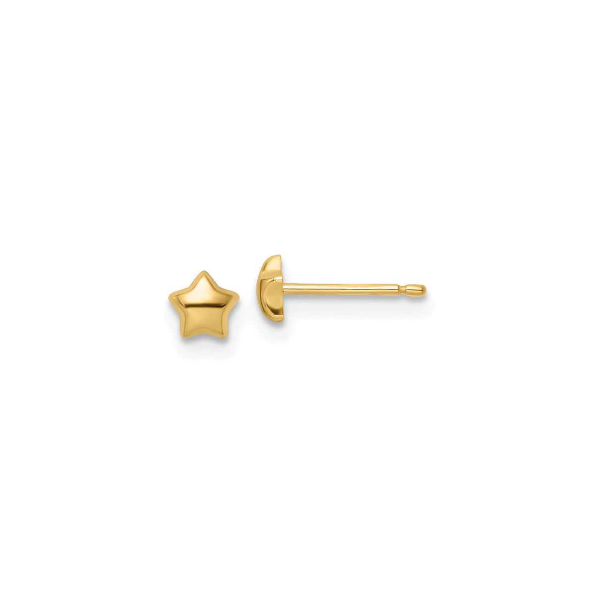 14k Real Yellow Gold Star Stud Small Earrings