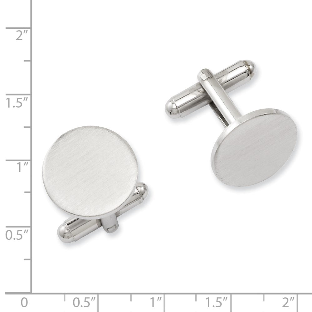 Kelly Waters Rhodium-plated Satin Round Engravable Cuff Links fine designer jewelry for men and women