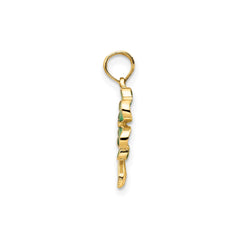 14K Yellow Gold 4-Leaf Clover Enameled, 20x10mm