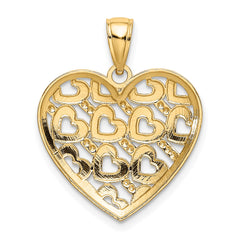 14K Gold Diamond Cut Heart Pattern With Heart Charms, 23x20mm fine designer jewelry for men and women