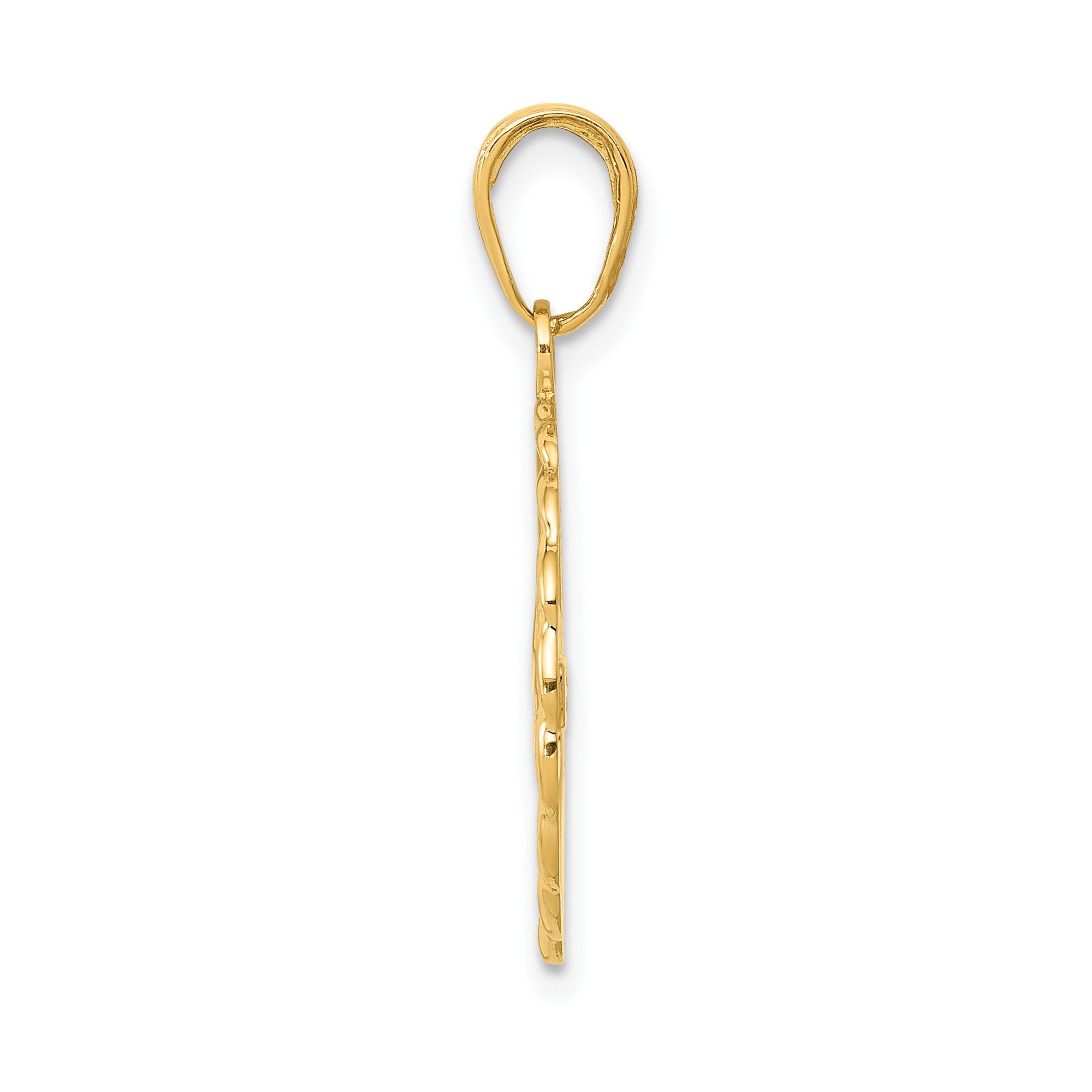 14k Yellow Gold Swimming Pendant, 16mm Diameter