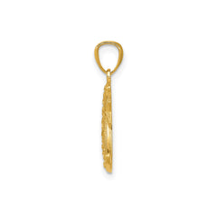 14k Yellow Gold Crescent Moon and Star Pendant, 19mm
