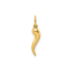 14k Yellow Gold Italian Horn Charm Pendant, 15mm