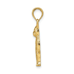 14K Yellow Gold Sitting Cat Pendant, 25x13mm