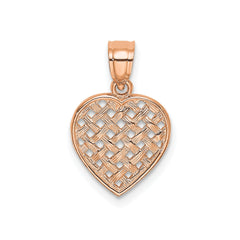 14K Cut-Out and Textured Woven Heart Pendant, 16x11mm fine designer jewelry for men and women