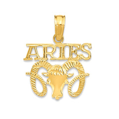Colgante con símbolo de nacimiento del zodiaco de oro macizo auténtico de 14 quilates, joyería fina de diseño para hombres y mujeres
