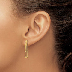 14K Yellow Gold Paperclip Dangle Earrings 27mm