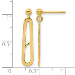 14K Yellow Gold Paperclip Dangle Earrings 27mm
