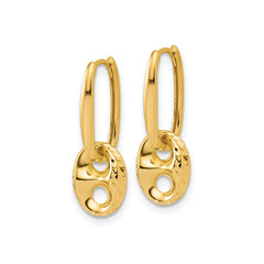 14K Yellow Gold Diamond-cut Mariner Hoop Earrings, 21x9mm