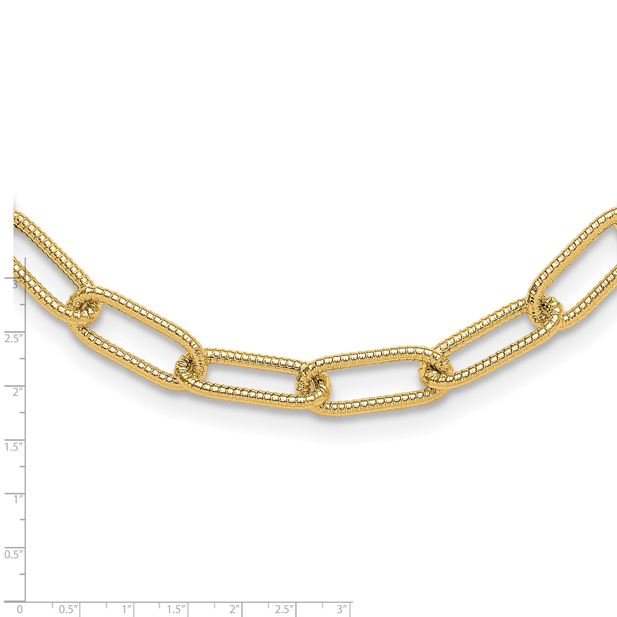 Collar con clip de eslabones ovalados de oro amarillo real de 14 k, joyería fina de diseño de 6 mm, 18 "para hombres y mujeres