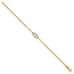 14K Yellow Gold Paperclip Diamond Cut Bracelet 7 Inch