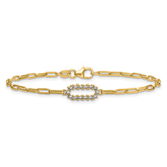 14K Yellow Gold Paperclip Diamond Cut Bracelet 7 Inch