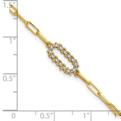 14K Yellow Gold Paperclip Diamond Cut Bracelet 7 Inch