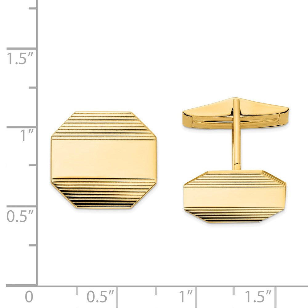 Octágono rectangular para hombre de oro real de 14 k con diseño de línea Gemelos joyería de diseño fino para hombres y mujeres