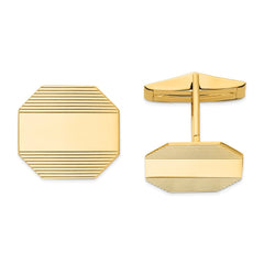 Octágono rectangular para hombre de oro real de 14 k con diseño de línea Gemelos joyería de diseño fino para hombres y mujeres