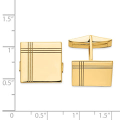 14k Real Gold Men's Square WithLine Design Cuff Links fine designer jewelry for men and women