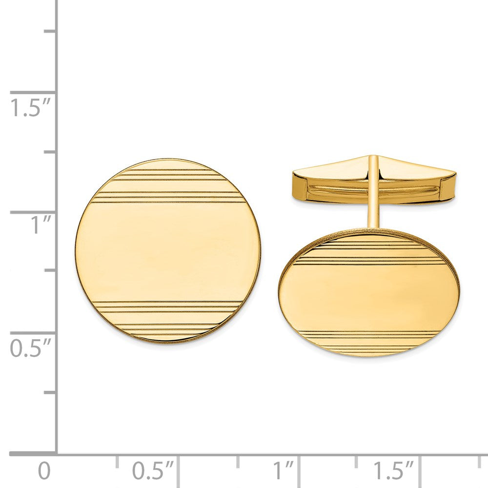 14k Real Gold Men's Circular With Line Design Cuff Links fine designer jewelry for men and women