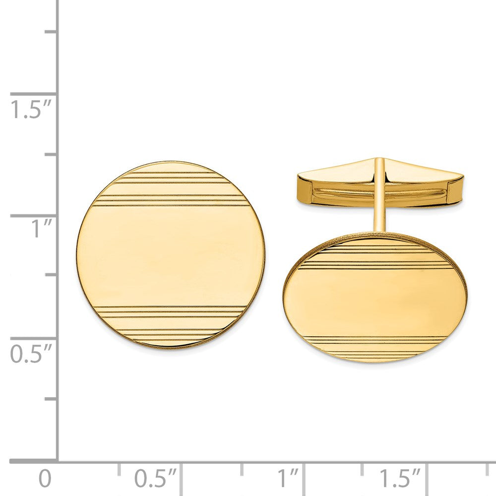 14k äkta guld herrcirkulär med linjedesign manschettknappar fina designersmycken för män och kvinnor