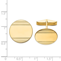 Gemelos circulares con diseño de línea para hombre de oro real de 14 quilates, joyería fina de diseño para hombres y mujeres