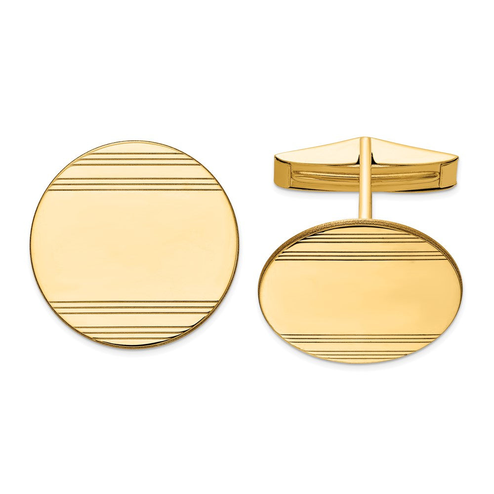 14k äkta guld herrcirkulär med linjedesign manschettknappar fina designersmycken för män och kvinnor