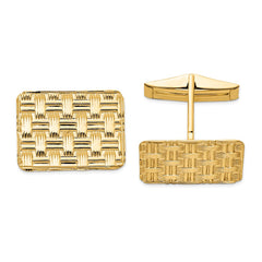 14k Real Gold Men's Basketweave Textured Cuff Links fine designer jewelry for men and women