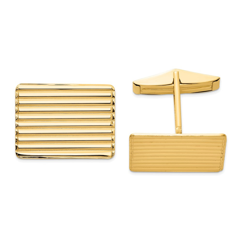 14k Real Gold Men's Grooved Cuff Links fine designer jewelry for men and women