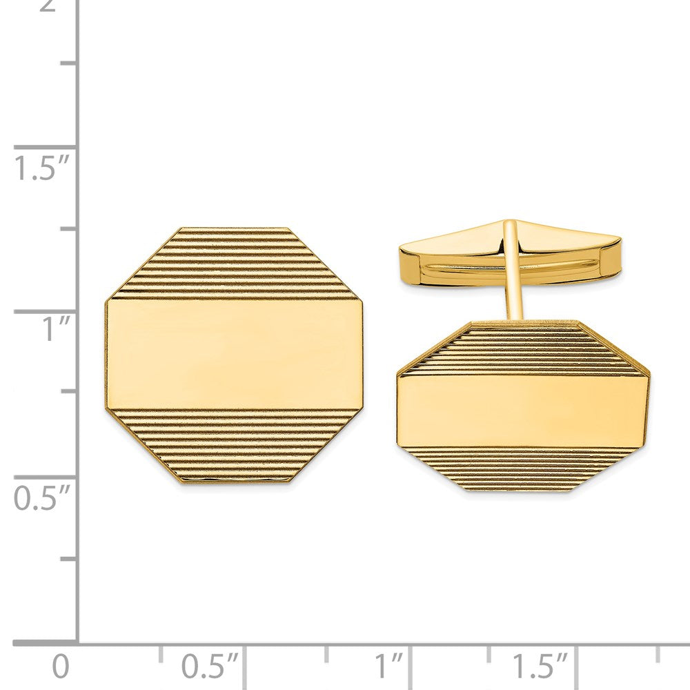 Achteckige Herren-Manschettenknöpfe aus 14-karätigem Echtgold mit Liniendesign, feiner Designerschmuck für Männer und Frauen