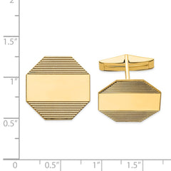 14k Real Gold Men's Octagonal With Line Design Cuff Links fine designer jewelry for men and women