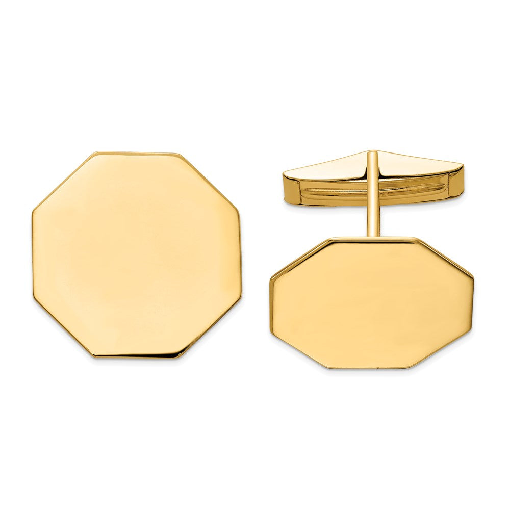 Gemelos octogonales para hombre de oro real de 14 quilates, joyería fina de diseño para hombres y mujeres