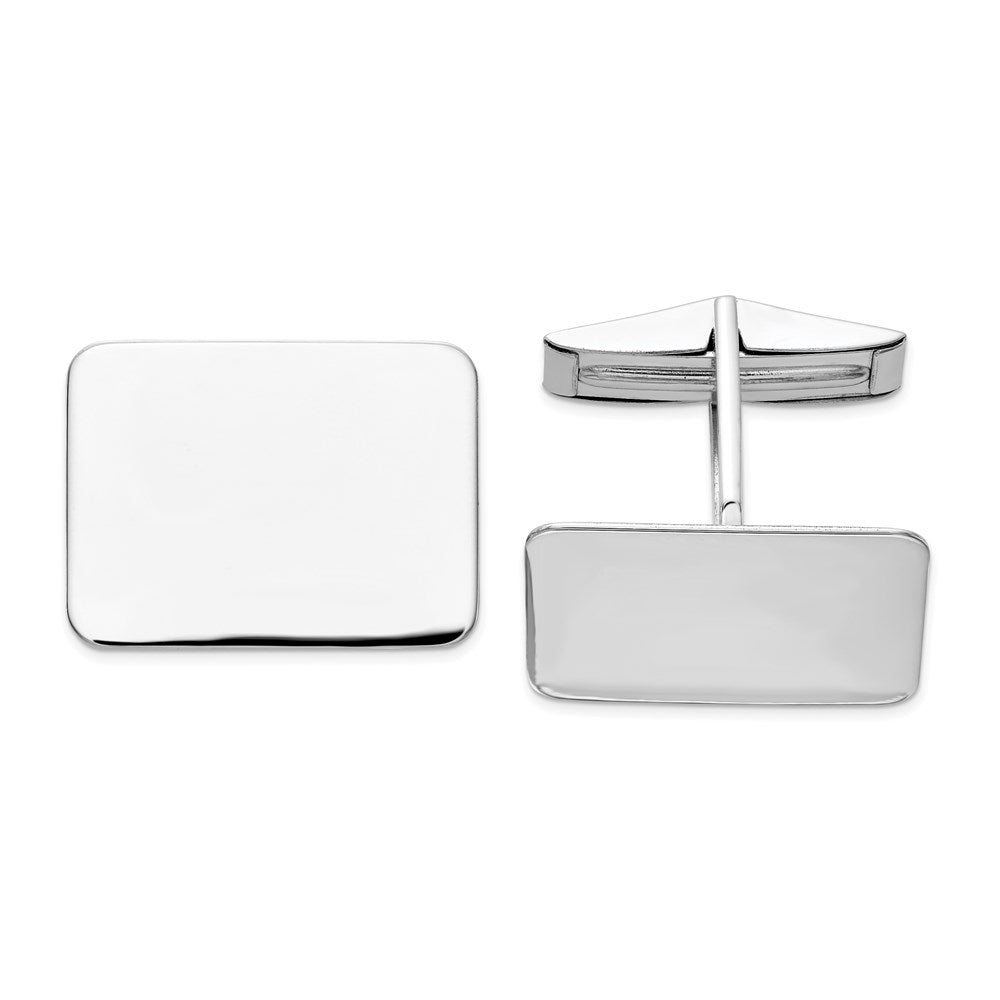 Gemelos rectangulares para hombre WG de oro real de 14 quilates, joyería fina de diseño para hombres y mujeres