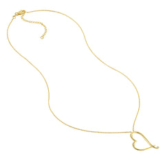 14k Yellow Gold Heart Diamond Adjustable Necklace, 18"