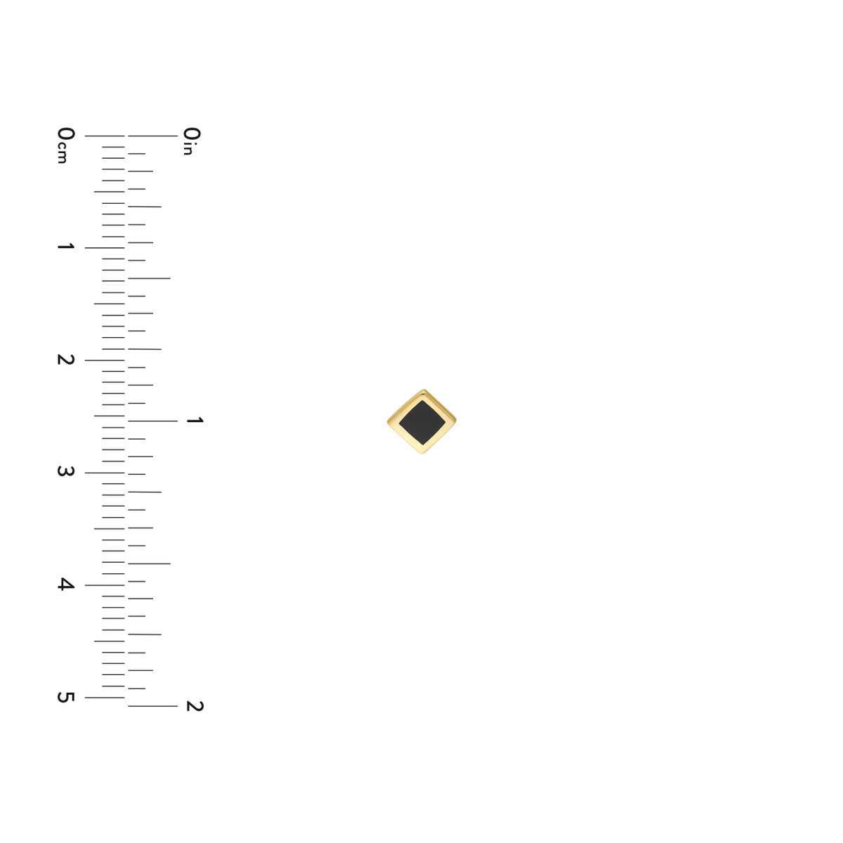 14k Yellow Gold Black Enamel Rhombus Stud Earrings, 5mm